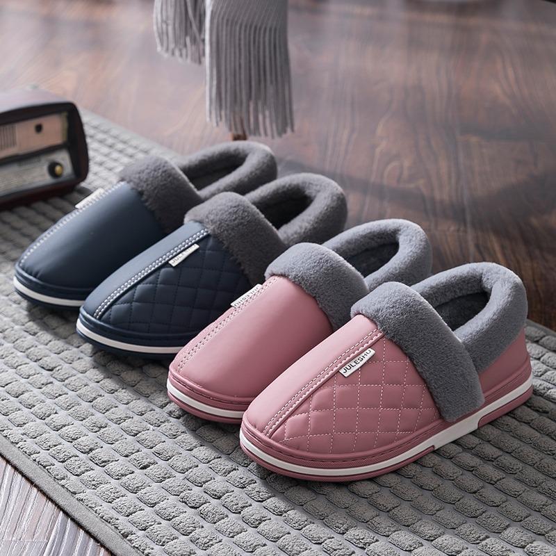 Bag heel cotton shoes men's winter waterproof indoor home large size new outer wear household cotton slippers men's winter