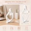 3pcs White Thinker Statue Lightweight Art Collectible Creative Abstract Sculpture  Living Room Decor