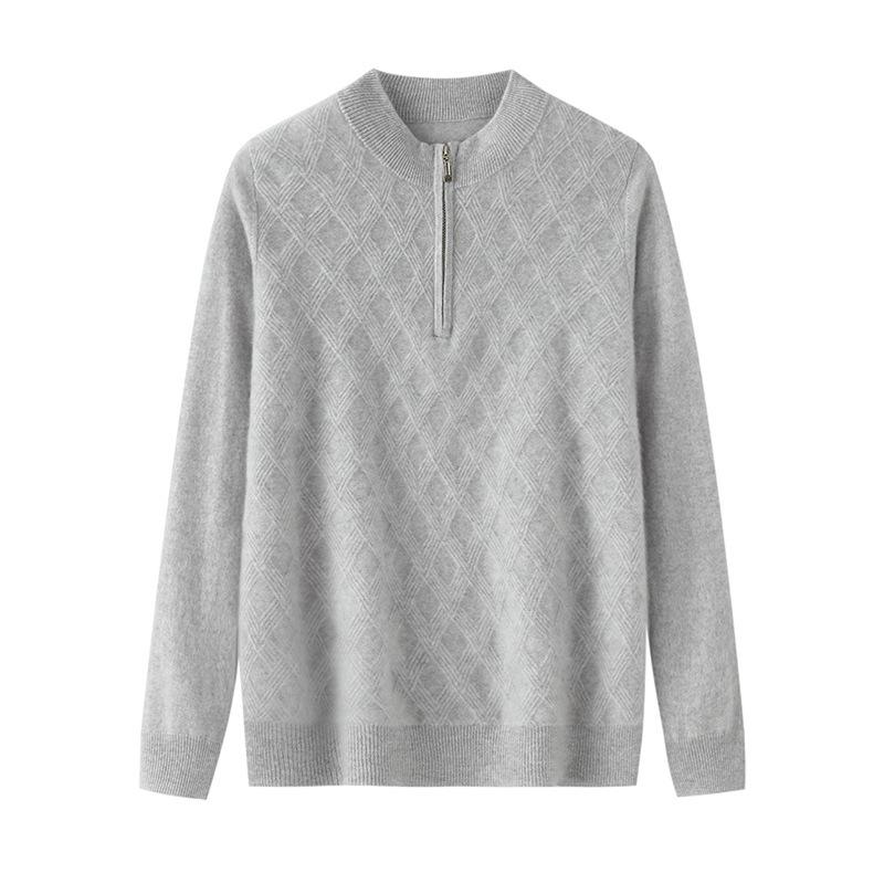 Herren Kaschmirwolle Reißverschluss Pullover - Hochwertige Business Casual Strickware