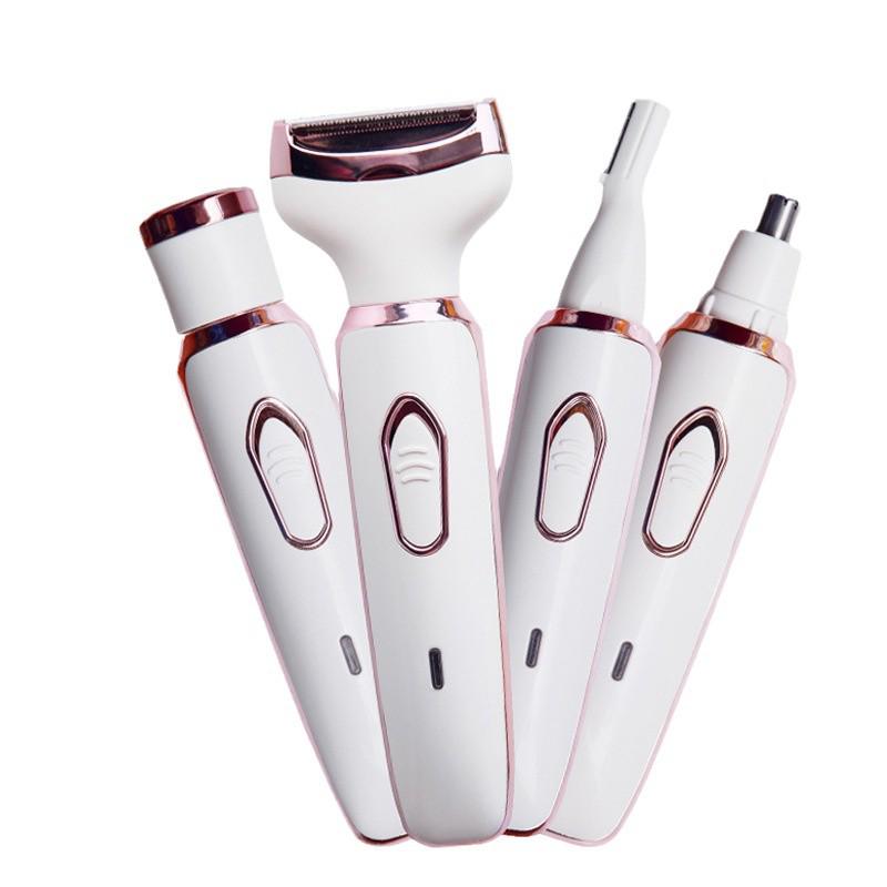 4-in-1 Women's Electric Shaver with USB Charging - Eyebrow Trimmer, Hair Removal for Sideburns, Underarms, Legs, and Bikini Area