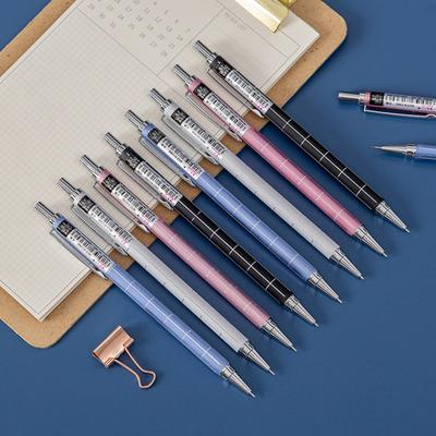 Student Mechanical Pencil 0.5/0.7mm Lead Anti-Break Buffer Design Easy Refill Clip Writing Pen Metal Body Primary School Student Mechanical Pencil