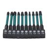 10Pcs 14in Hex Shank Screwdriver Bit Set Black Phosphating S2 Alloy Steel Impact Resistant Driver