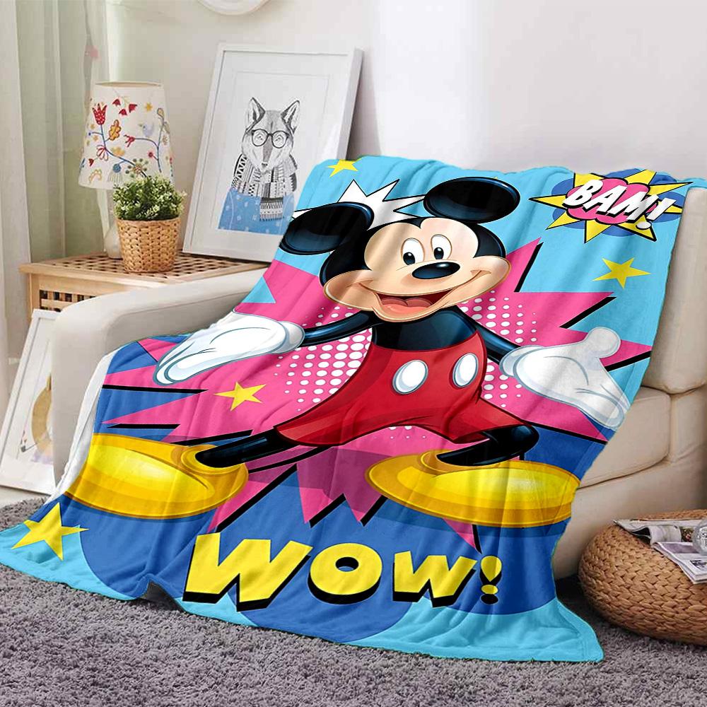 Mickey Mouse Action Pose Flannel Blanket Super Soft Warm Cozy Blanket For Sofa Bed Office Travel Allseason Home Decor Gift