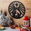 Metal Nativity Scene Wall Ornament, Religious Christmas Decor Holiday Wall Sculpture, Rustic Iron Art Finish for Outdoor Indoor Garden Gift