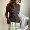 Tencel Lyocell wool semi-turtleneck women's season slim-fit T-shirt