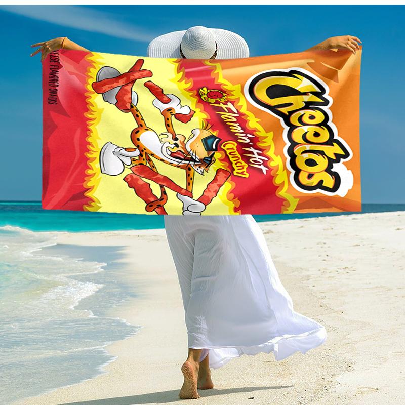 Ultra-Soft Beach Towel with Cheetos Theme,Ideal for Pool - Camping, Diving - Perfect Travel Essential, Vibrant Beach Towel.