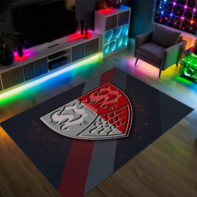 VfB Stuttgart Design Crystal Velvet Carpet Cozy Non?Slip Printed Rug For Bedroom Living Room Entrance