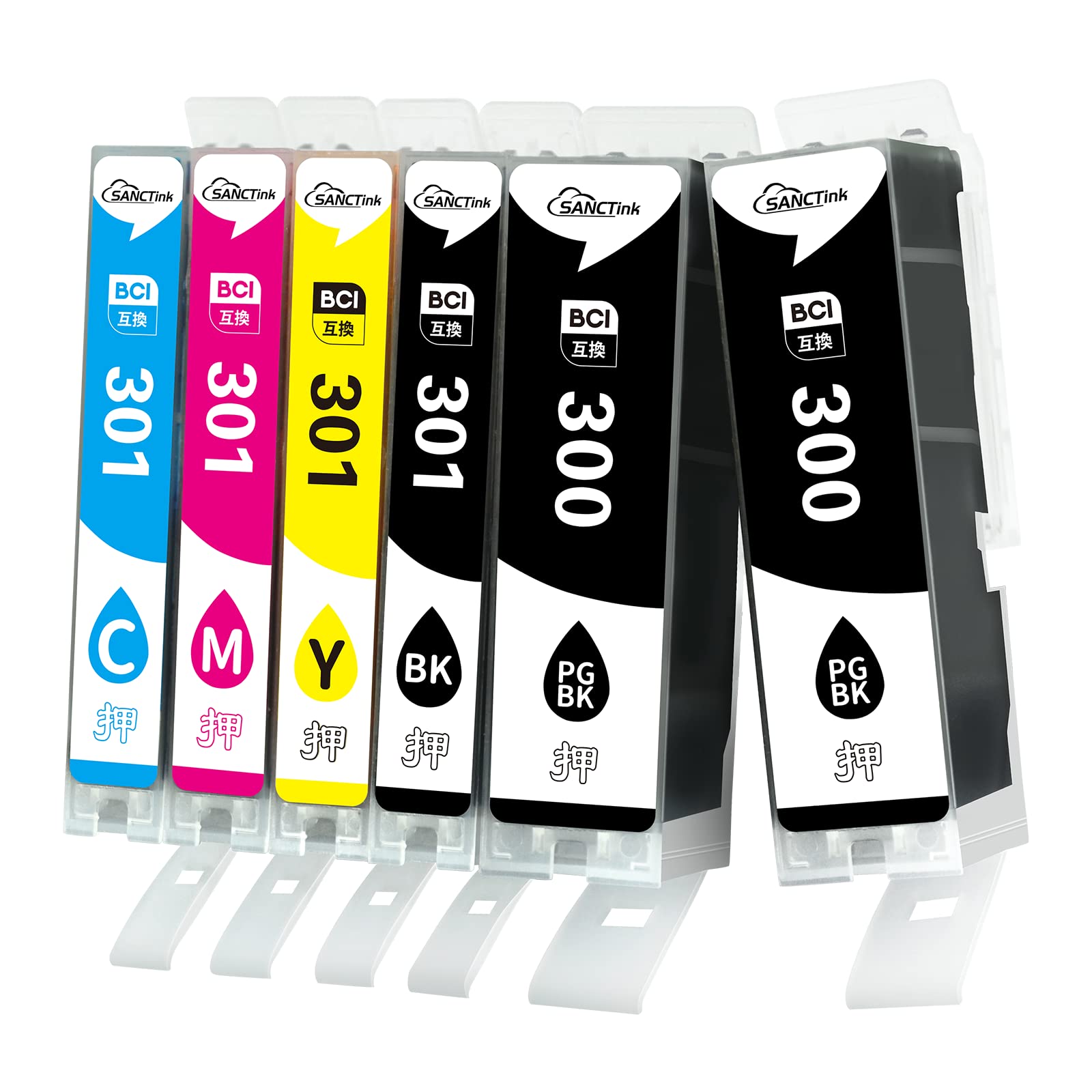 

SANCTink Ink Cartridges for Canon 300 and 301 Compatible with Canon TS7530 Ink Cartridges Pack of 6 Printers, Printers, High-Yield (BCI-301+300 /5MP +