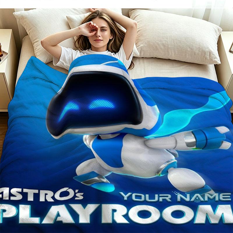 1PC ASTRO BOT Custom Name Patterned Flannel Blanket Suitable For All Seasons for Home Decor Warmth and Comfort Gifts Holiday Present