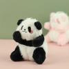 Soft Panda Furry KeyChain Sitting Happy Panda Keyrings Bag Pendant Small Panda Plush Doll  Backpack