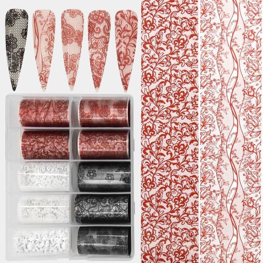 Laser Nail Stickers Lace Design Nail Decals Professional Transfer Paper  Nail Decoration