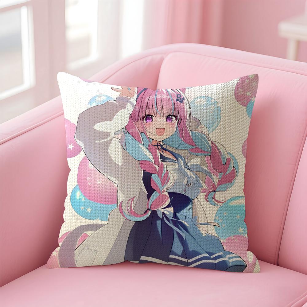 

HHololive MMinato AquaS Cushion Cover Natural Linen Pillow Case DoubleSided Print Decorative Sofa Pillowcase Home Decor Gift 30x30cm