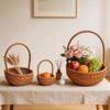 Handmade Woven Imitation Rattan Tote: Versatile Basket for Storage, Fruit Picking, or Outdoor Picnics