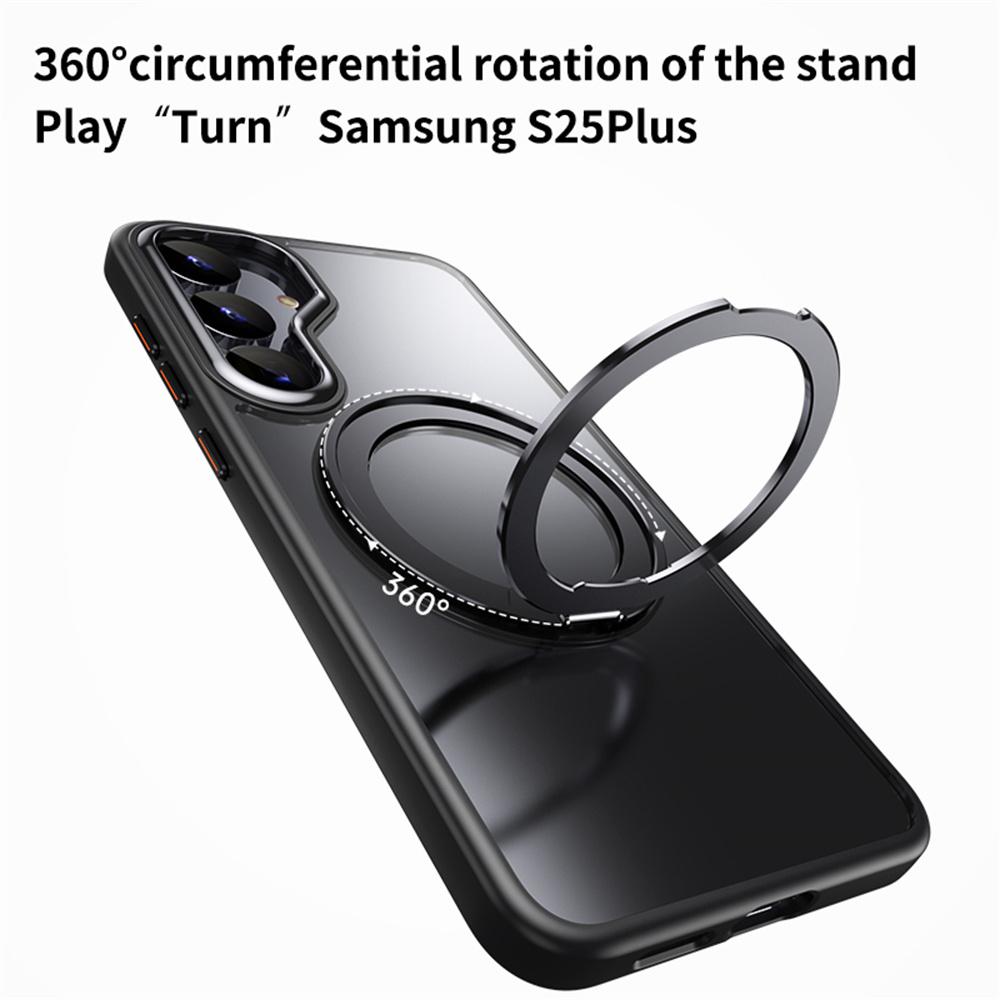 For Samsung Galaxy S25+ Case Compatible with MagSafe TPU+Acrylic+Metal Kickstand Matte Phone Cover