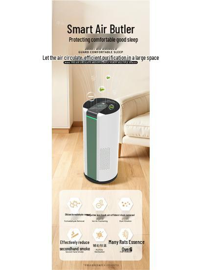 Silent Smart Home Air Purifier with Formaldehyde Removal, Smoke Elimination, Pet Hair Absorption, and Negative Ion Purification