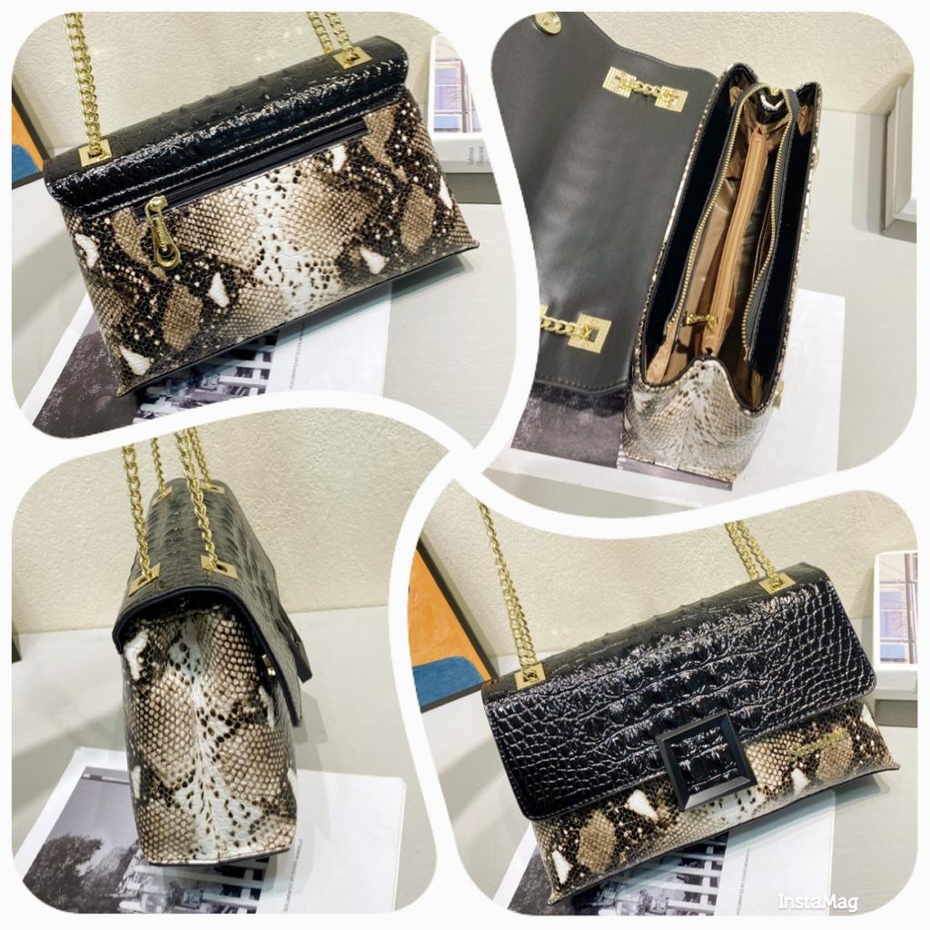 Agent Damen Tasche Quadratische Tasche Rinds Lackleder Schlangenmuster Damen Umhängetasche Krokodil Handtasche