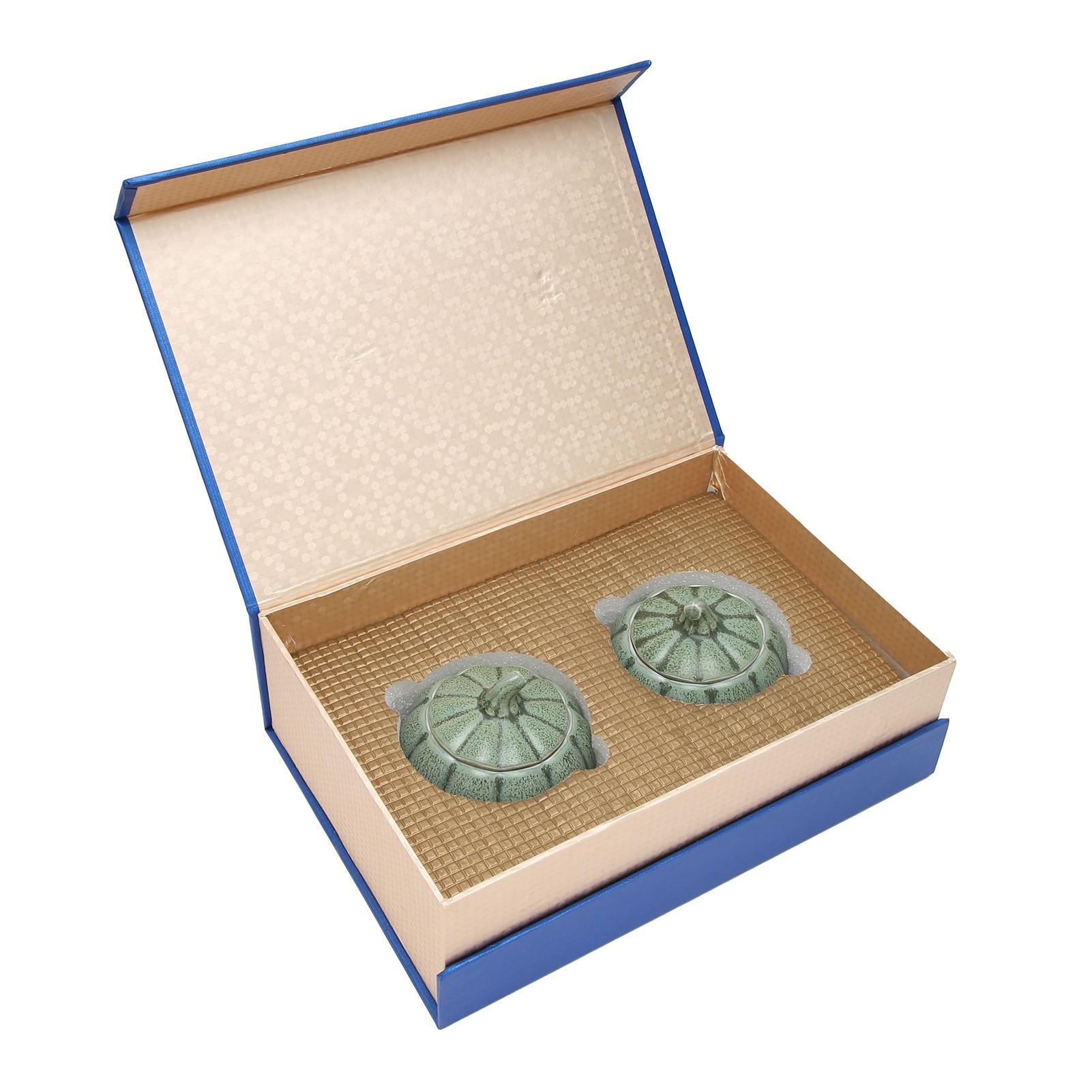 2Pcs Tea Leaf Sealed Can PumpkinShape Tea Leaves Coffee Cereal Storage Container Green