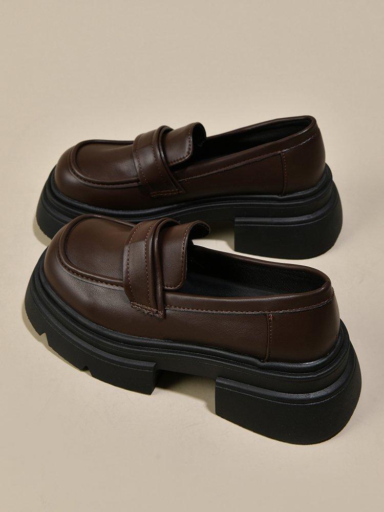

[Zhao Ruth of the same style] Platform-soled loafers for women s 2025 Spring Festival new single shoes with height increase and versatile small lea 40