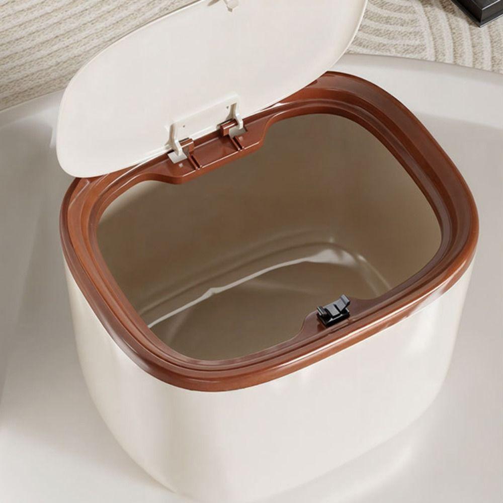 Sealed Desktop Trash Bin Household Press Storage Case Mini Paper Basket  Living Room