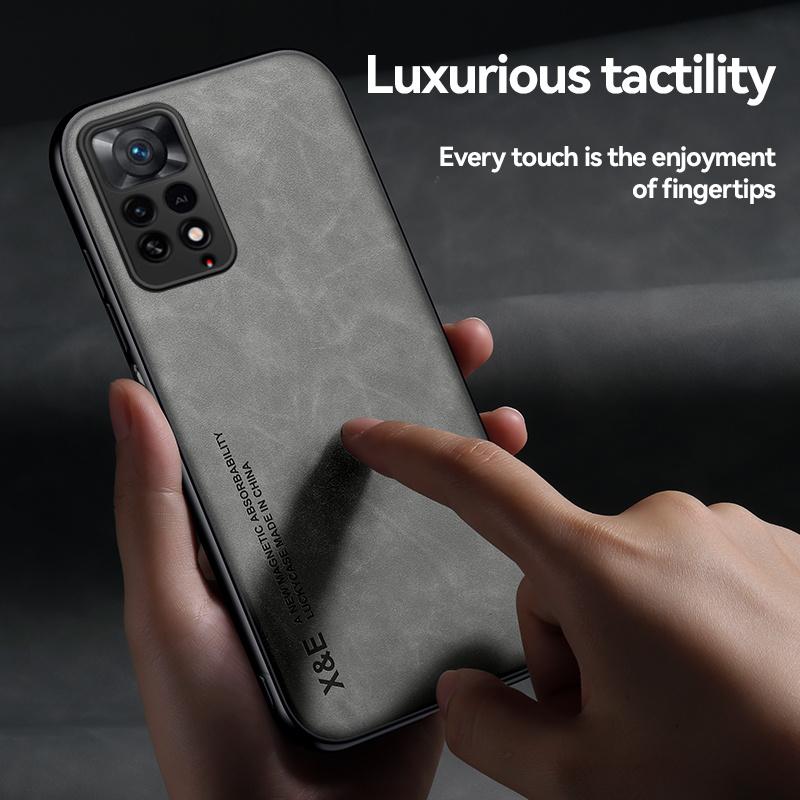 Funda For Xiaomi Redmi Note 11 11S Magnetic Car Holder Leather Phone Case For Redmi Note11 Pro 11E Pro 5G Soft Frame Back Cover