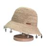 202601-2508373 INS CHIC Summer  Raffia Grass Metal Shell Pearl Pendan Holiday Beach Lady Leisure Bucket Cap Women Sun Hat