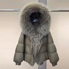 Winter New European Fox Big Fur Collar Hooded Down Jacket Women's Short Loose Thickened White Duck Down Jacket