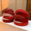 Retro Red Velvet High Crown Headband - Wide Edge Korean Influencer Style