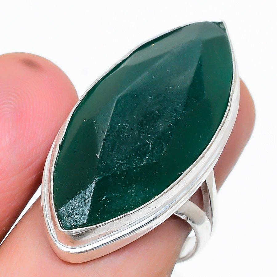 

Emerald(Simulated) Gemstone Handmade Ethnic Jewelry Ring Size 7.5 VR-2232