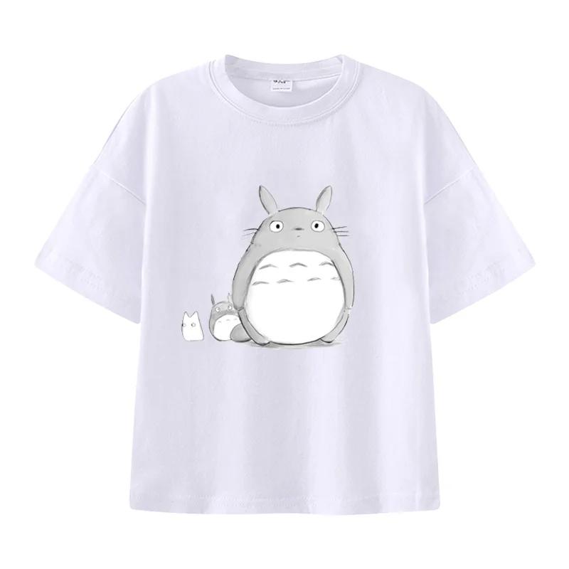 Summer Cartoon Hayao Miyazaki Totoro Printed Cotton Children's T-shirt Short Sleeved Street Fashion Men's and Women's Clothing