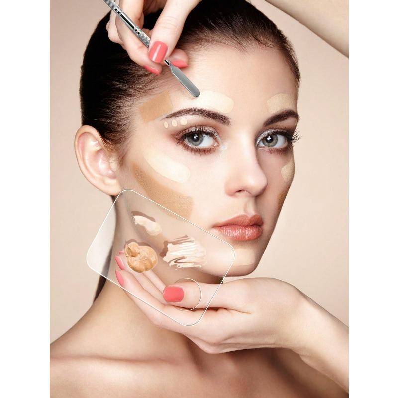 3pcs/set Makeup Mixing Palette, Professional Stainless Steel Makeup Tool Palette, Color Mixing Stick, Foundation Makeup Brush, Makeup Tool