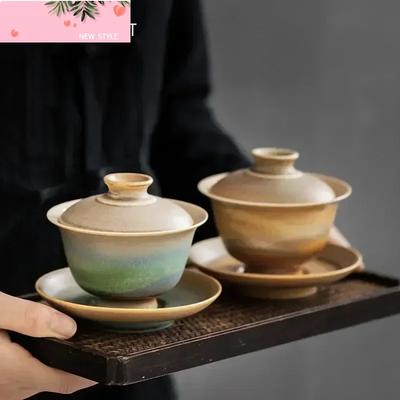 Tureen à Thé en Céramique Chinoise Haut de Gamme 130ml Tasse à Thé Maître Gaiwan Fait Main Bol à Thé de Voyage Portable Accessoires de Service à Thé pour la Maison