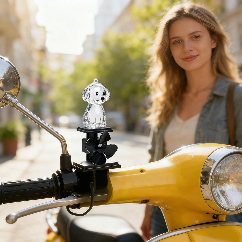 Dog Figurines Motorcycle Light Up Decoration Wind Powered Small Animal Figurines For Motorcycle Handlebar Outdoor Cycling Night
