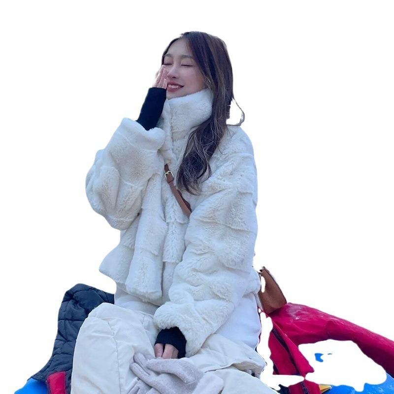 Winter New Imitation Mink Velvet Fur Coat Women's Lamb Wool Stand-up Collar Imitation Lazy Rabbit Hair Short Coat Tide