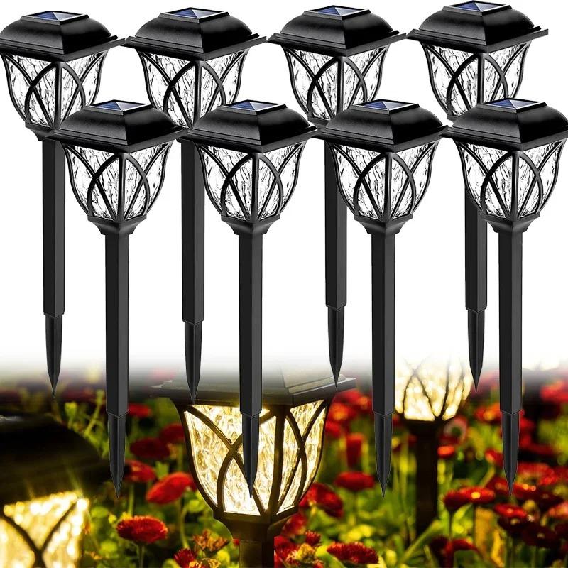 LED Solar Lawn Lights Outdoor Waterproof Garden Pathway Lamps Warm Light for Villa Courtyard Landscape Decoration  Garden Light