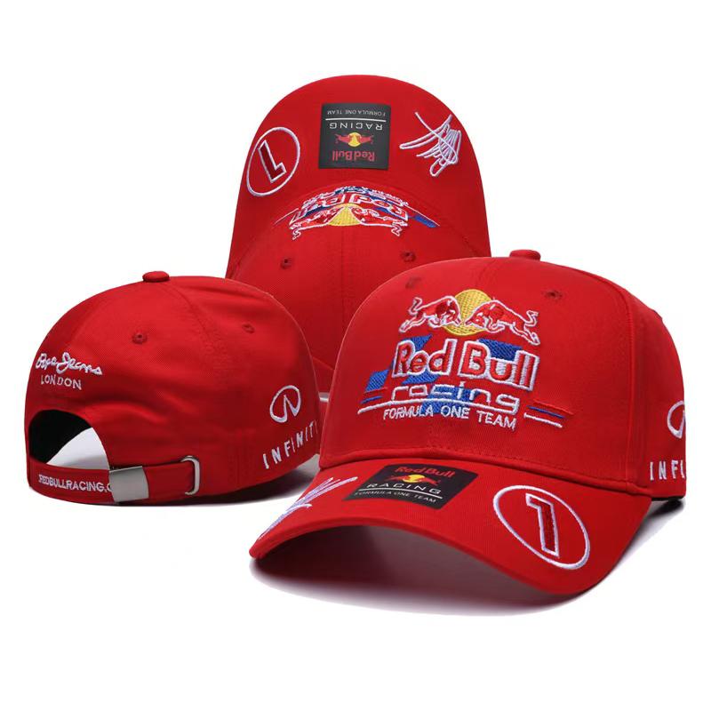 Red Bull Stylowa czapka z daszkiem w stylu wyścigowym, haftowana, dla mężczyzn i kobiet, regulowana, z zakrzywionym daszkiem, modna, sportowa, przeciwsłoneczna, z motywami motorsportu