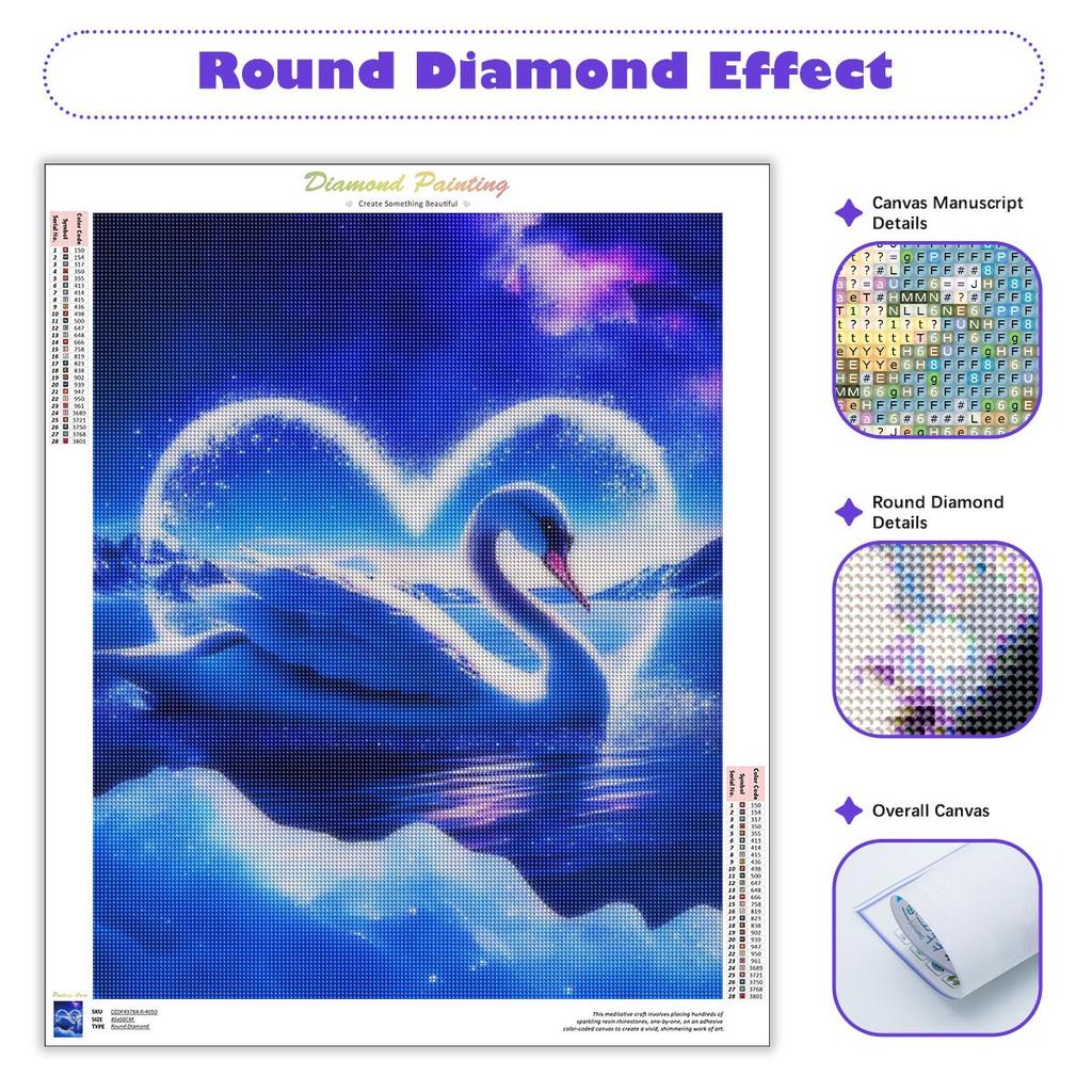 Celý kruhový diamantový obraz Labutí křížový steh Diamantové vyšívání Zvířecí kamínky Obrázky Ruční práce 30x40cm/12x16inch