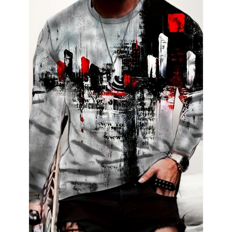 3D digital printing men's long-sleeved T-shirt