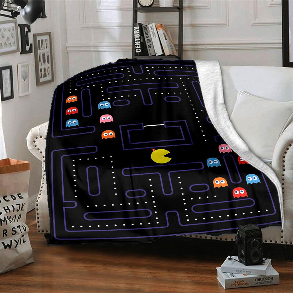 1pc Pacman Adventure flannel Blanket for Super Soft Cute Comfort Blanket for Travel Bedding Couch Sofa Blanket Y73056