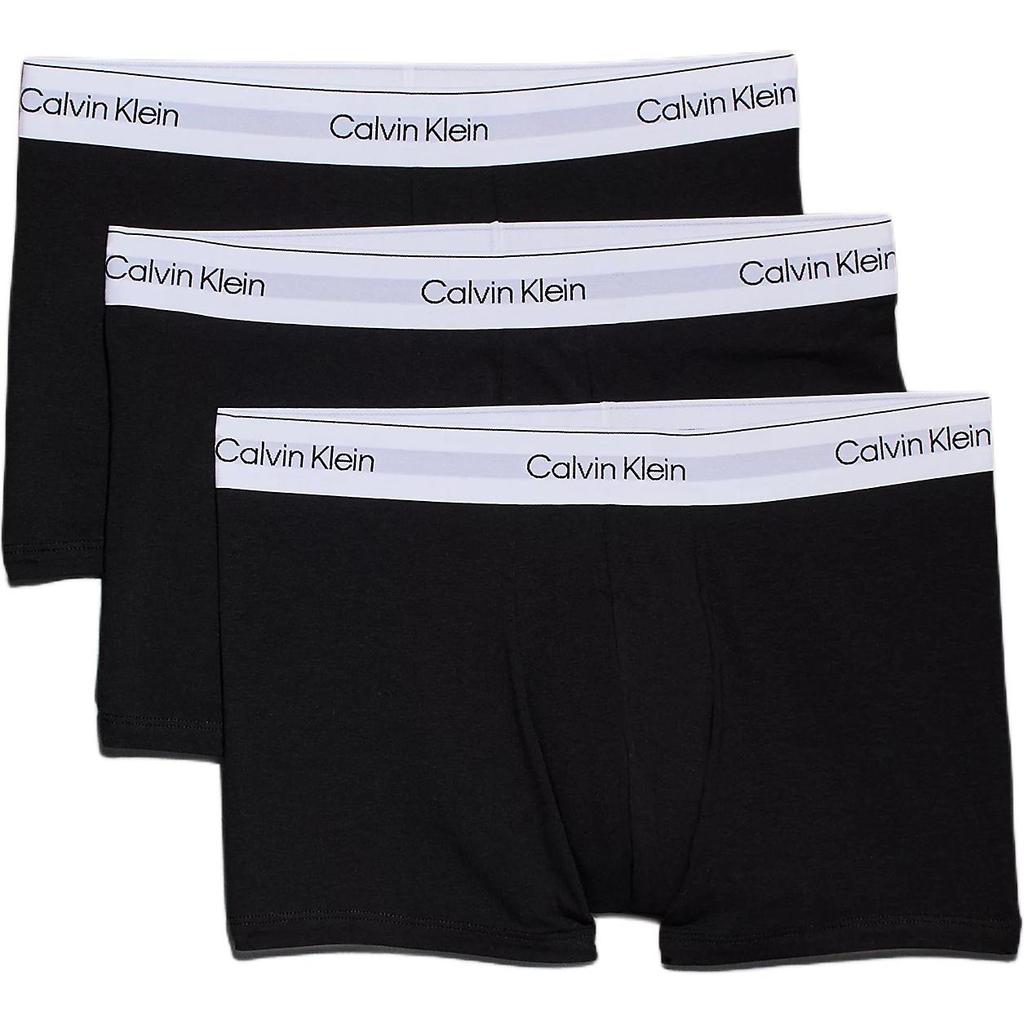 Calvin Klein Letter Print Mid-Rise Comfortable Boxer Briefs 3-Pack Men Underwear Black 000NB3963A-UB1