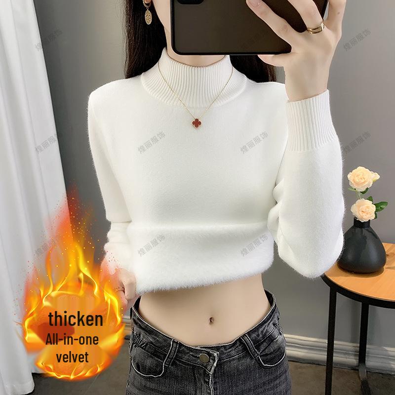 2025 Women's Plus Velvet Knitwear: Thick Warm Autumn/Winter One-Piece Sweater