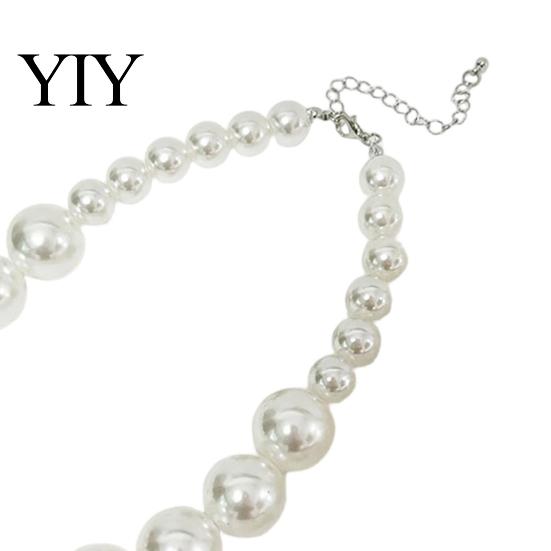 Faux Pearl Earrings Necklace 3Pcs/Set Imitation Pearls Jewelry Set, Adjustable Length Choker with Ear Studs Wedding Bracelet And Bracelet, Set