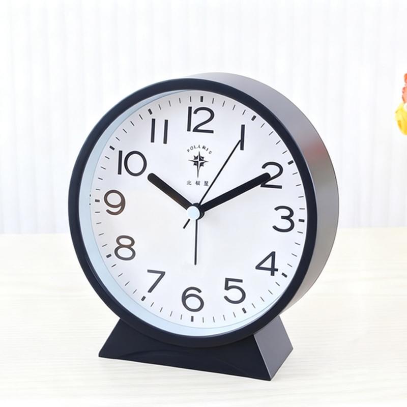 Quiet Movement Kids Alarm Clock with Arabic Numerals Modern Minimalists Battery Operated Table Clock for Student Gift