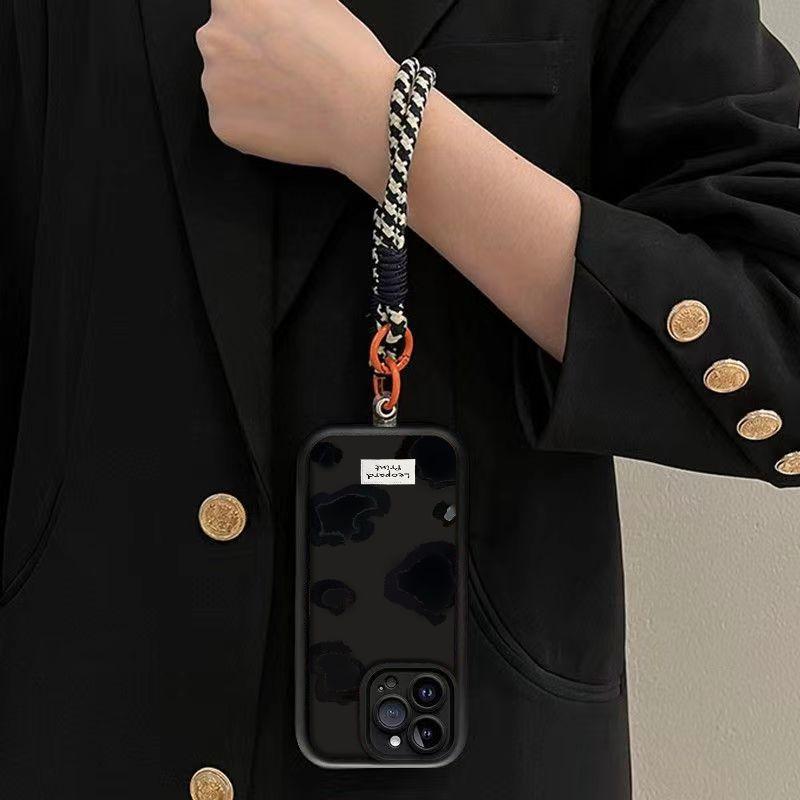 Black Leopard Print Phone Case For Xiaomi Mi 15T 17 15 14 13 12 14T Lite Poco M7 X6 F4 F5 X5 C40 Pro Ultra 4G 5G With Lanyard