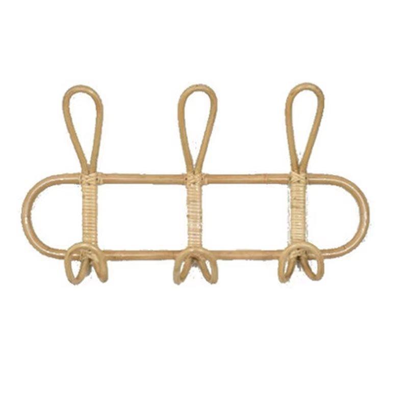 A25F-2X Rattan Wall Hooks - Kids Room Decorative Hanger, Clothes & Hat Organizer, Hanging Storage Rack A
