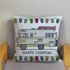 45X45Cm Happy Campers Owl Motorhome Print Pillow Case Soft Polyester Sofa Car Seat/Back Cushion Cover For Home Decor Pillowcases