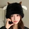Cute little cashmere hat women's new thickened and velvet soft waxy ear protection hat versatile and small knitted hat