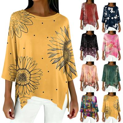 Women's 3/4 Sleeve Shirts Graphic Tees Shirts Casual Basic Tops Pullovers