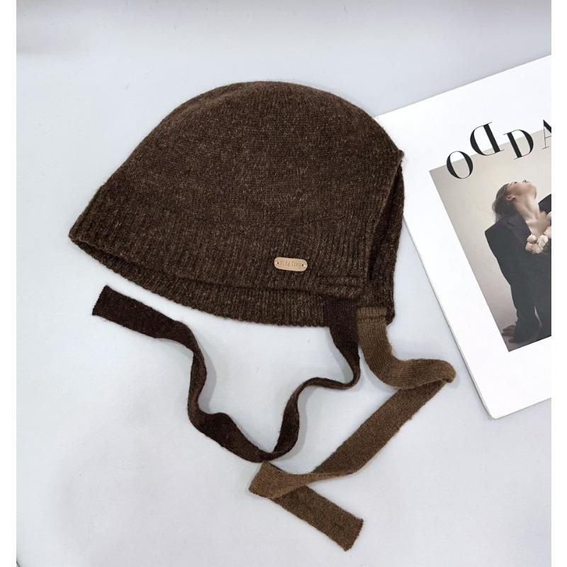 

25 Early Autumn New Cashmere Hat 100 Pure Cashmere Solid Color Simple Warm Knitted Hat Tide темно-коричневого
