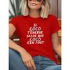 T-Shirt - Black Casual Short Sleeve Tee with Red & White Text, Soft & Comfortable for Casual Attire, Allseason Apparel