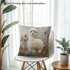 Housse de Coussin Alpaga Mignon Impression 2D Alpaga Moelleux sur Prairie Housse de Coussin pour Canapé Lit Canapé Décor Bohème Ferme